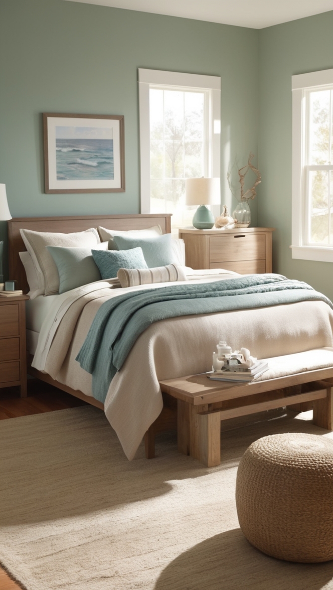 coastal bedroom decor, ocean inspired bedroom, beach cottage bedroom, natural bedroom design, seaside bedroom ideas