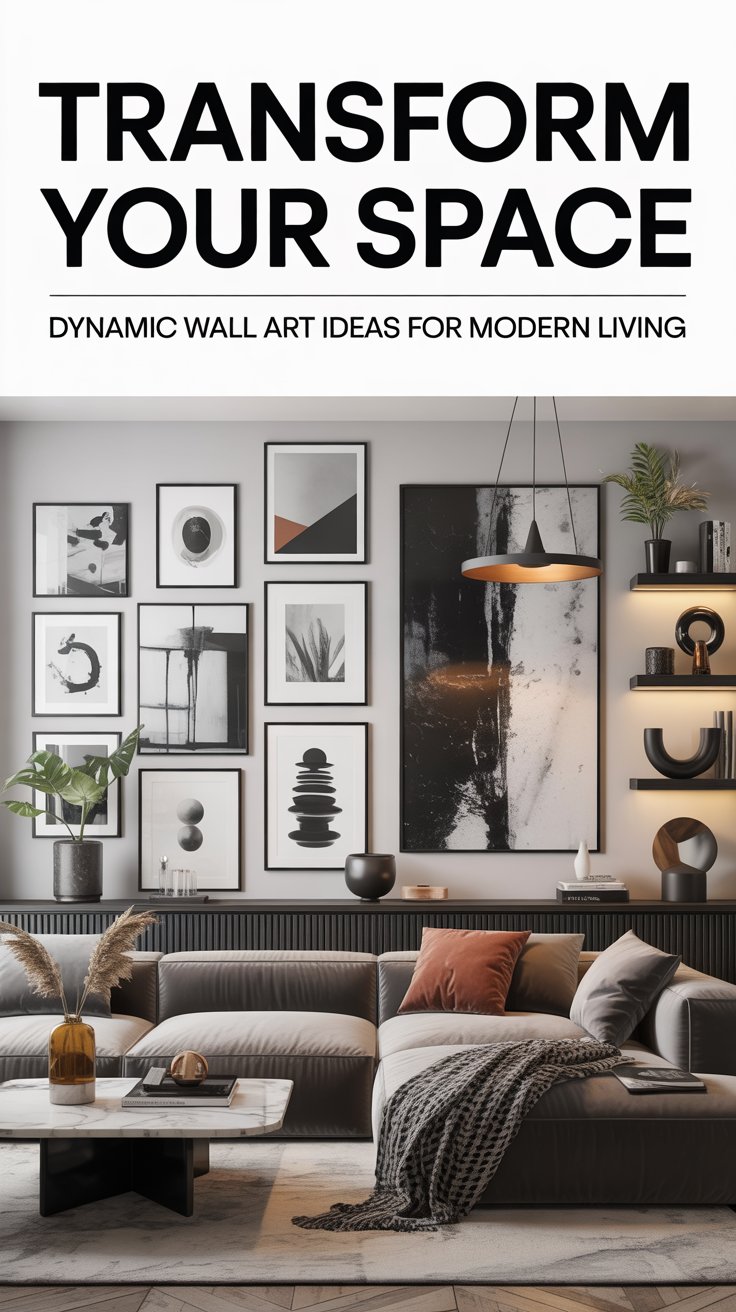 What wall art or decor ideas can make a living room more dynamic and stylish?