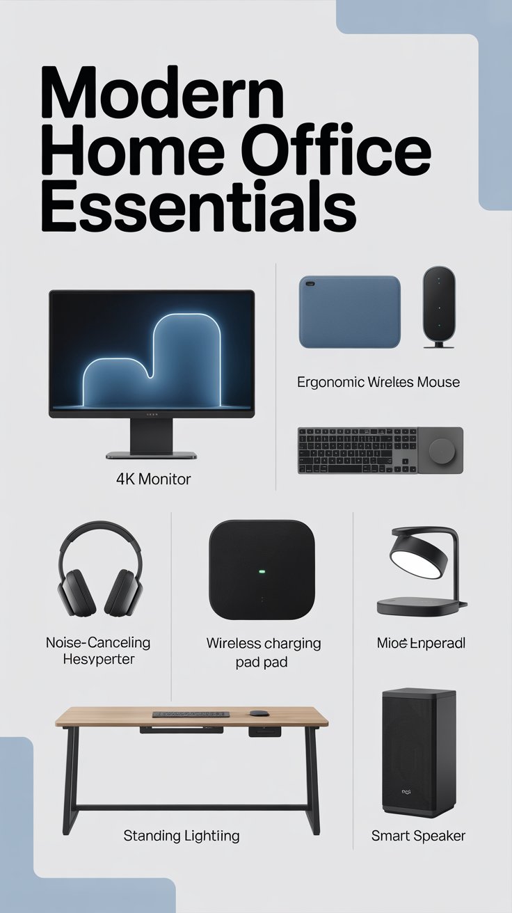 What are the must-have tech gadgets for a modern home office setup?