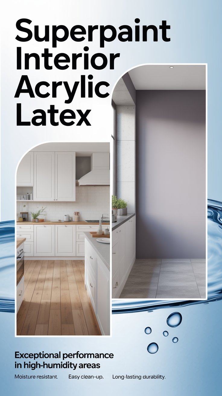 How does SuperPaint Interior Acrylic Latex perform in kitchens and bathrooms with moderate humidity?