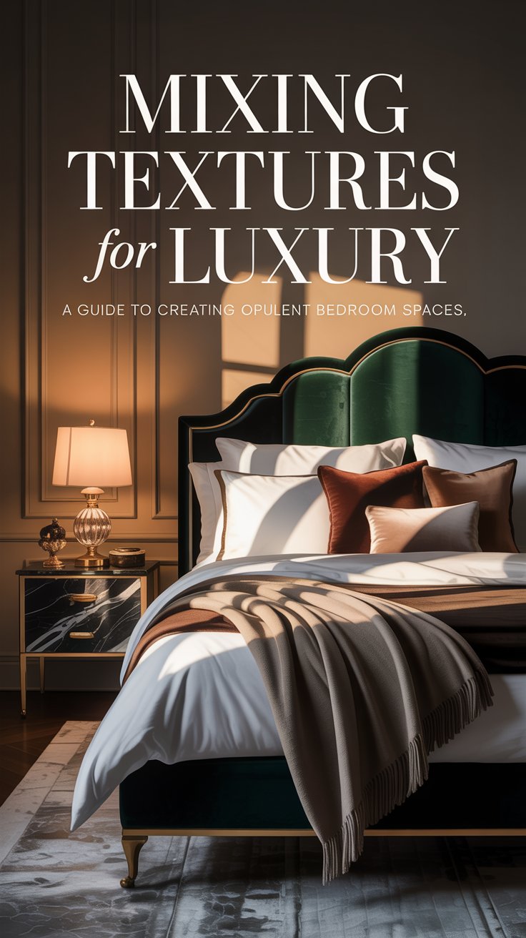How do I mix and match textures and materials to create a luxurious bedroom feel?