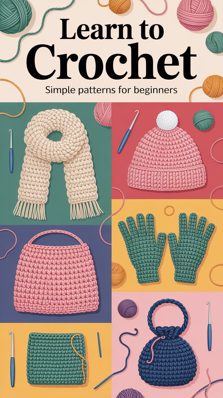 Can I crochet clothing or accessories, and what are some simple patterns to try?
