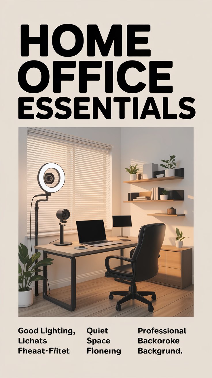 What are some tips for setting up a home office that accommodates remote work and video conferencing?